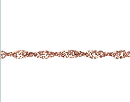 14k Rose Gold 1mm Diamond-Cut Singapore Chain — 18"