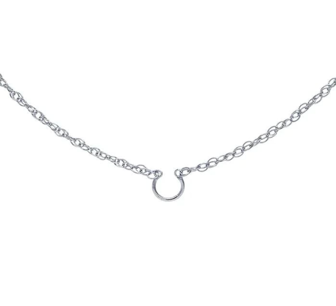 14k White Gold 0.8mm Pendant Saddle Rope Chain — 18"
