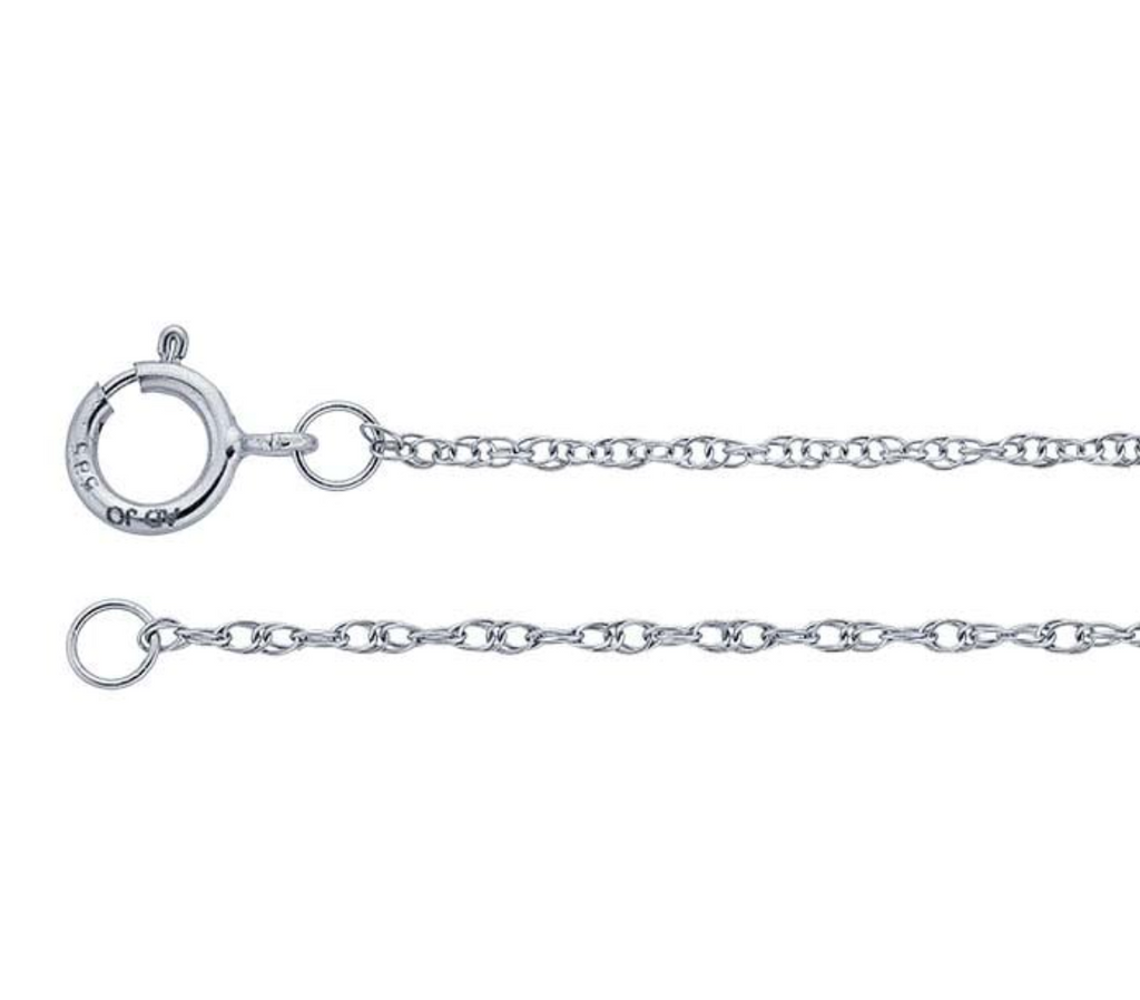14k White Gold 0.8mm Pendant Saddle Rope Chain — 18"