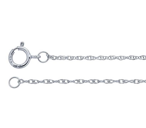 14k White Gold 0.8mm Pendant Saddle Rope Chain — 18"