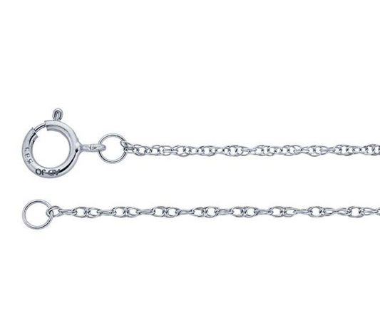 14k White Gold 0.8mm Pendant Saddle Rope Chain — 18"