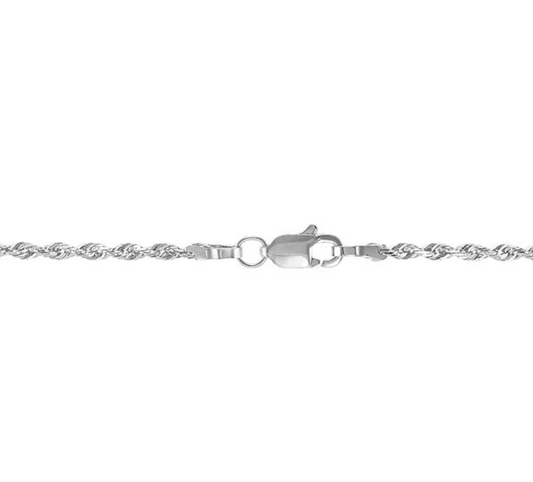 14k White Gold 1.6mm Solid Glitter Rope Chain — 18"