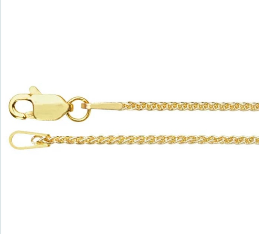 18k Yellow Gold 1.2mm Round Wheat Chain — 18"