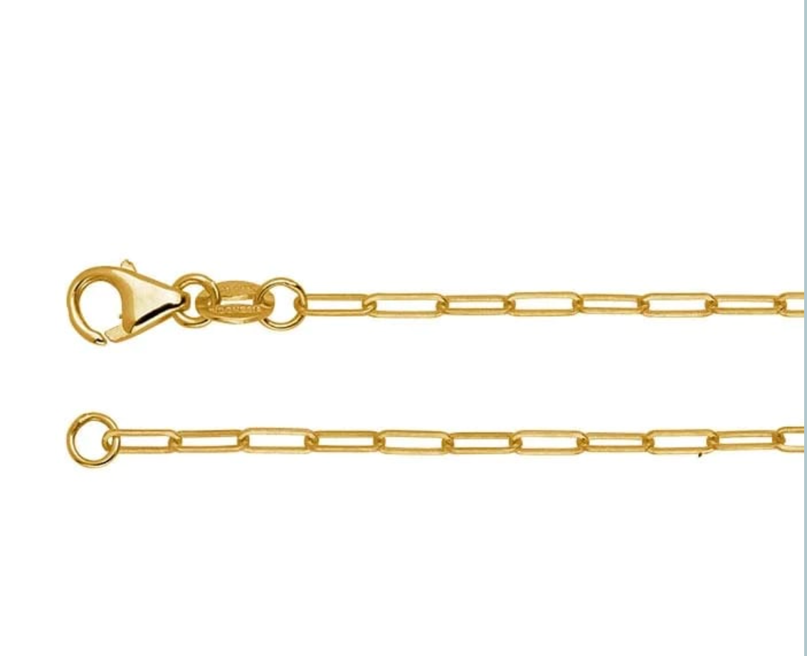 18k Yellow Gold 1.5mm Oval Cable Chain — 16"