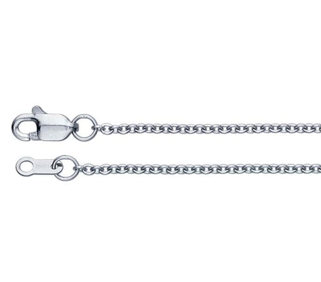 18k Palladium White Gold 1.5mm Oval Cable Chain — 18"