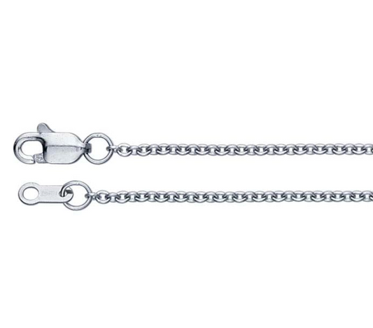 18k Palladium White Gold 1.5mm Oval Cable Chain — 18"