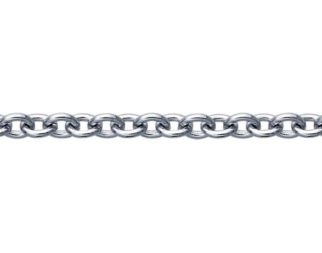 18k Palladium White Gold 1.5mm Oval Cable Chain — 18"