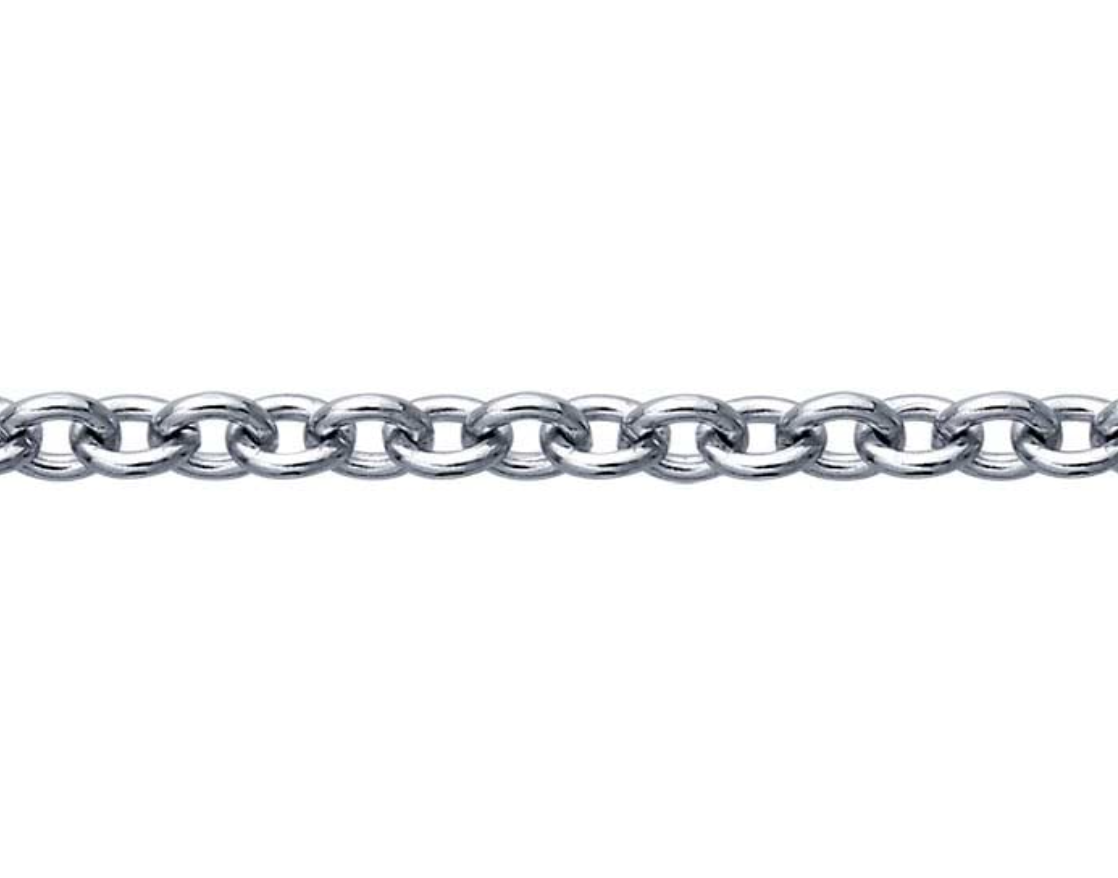 18k Palladium White Gold 1.5mm Oval Cable Chain — 18"