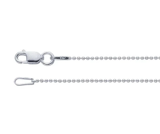 Sterling Silver 1mm Bead Chain — 18"