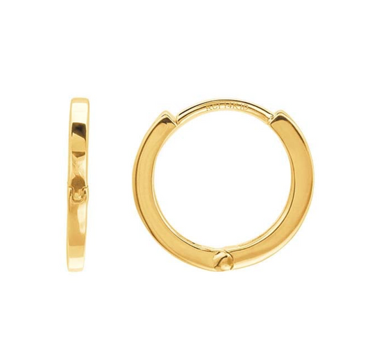 14k Yellow Gold Round Huggie Hoop Earring
