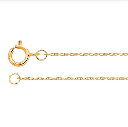 14k Yellow Gold 0.6mm Pendant Saddle Rope Chain — 18"