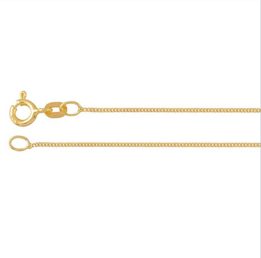 14k Yellow Gold 0.7mm Diamond-Cut Curb Chain — 16"
