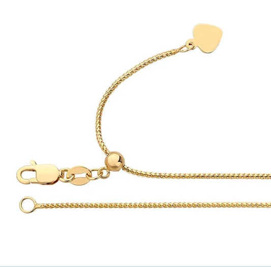 14k Yellow Gold 1mm Diamond-Cut Franco Chain — Adjustable