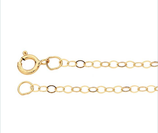 14k Yellow Gold 1.5mm Flat Oval Cable Chain — 16"