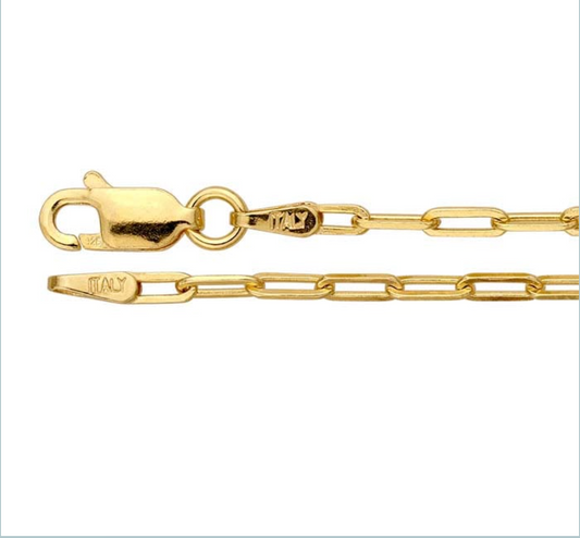 14k Yellow Gold 1.9mm Flat Oval Cable Chain 24"