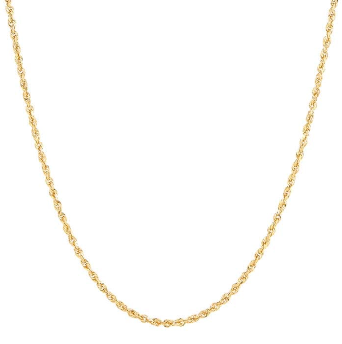 14k Yellow Gold 2mm Solid Glitter Rope Chain — 18"