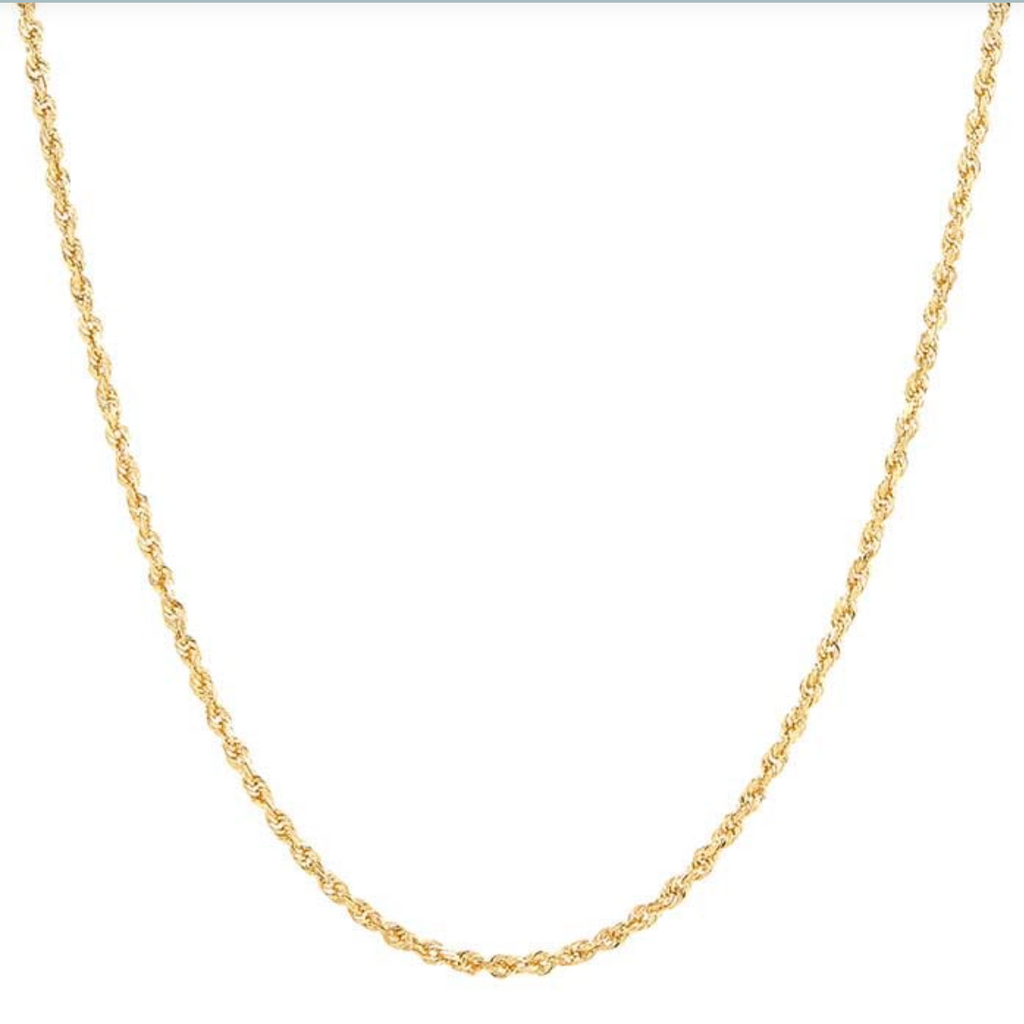 14k Yellow Gold 2mm Solid Glitter Rope Chain — 20"