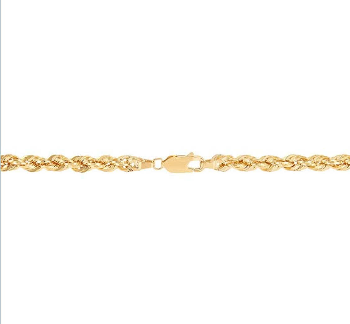 14k Yellow Gold 2mm Solid Glitter Rope Chain — 20"