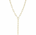 14k Yellow Gold 5.5mm Paperclip Chain Lariat Necklace