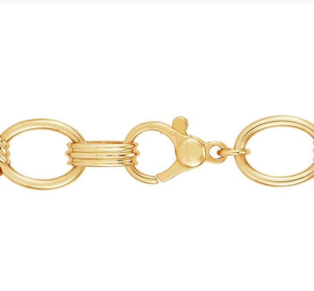 14k Yellow Gold Oval Link Station Necklace