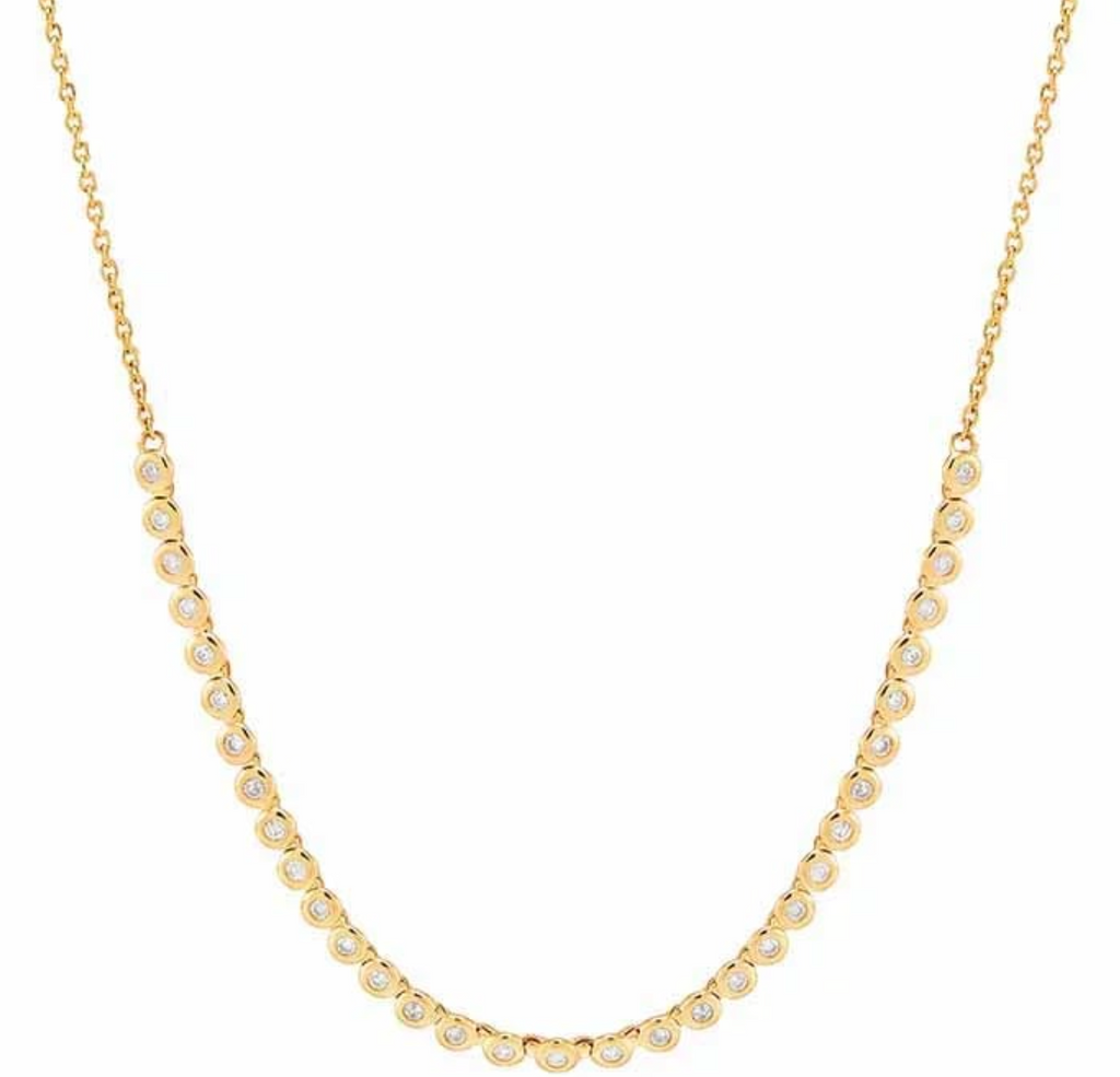 14k Yellow Gold Diamond-Set Link Necklace