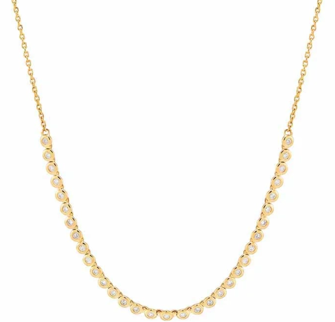14k Yellow Gold Diamond-Set Link Necklace