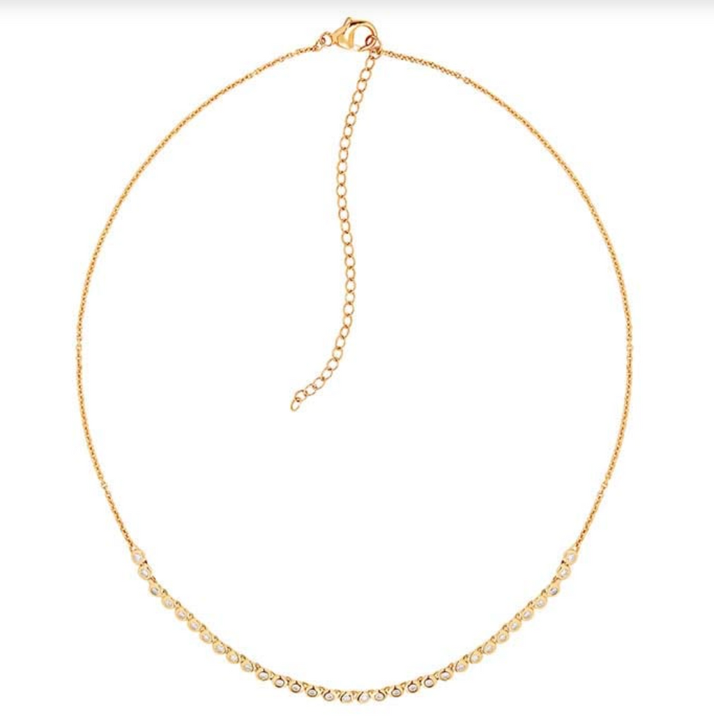 14k Yellow Gold Diamond-Set Link Necklace