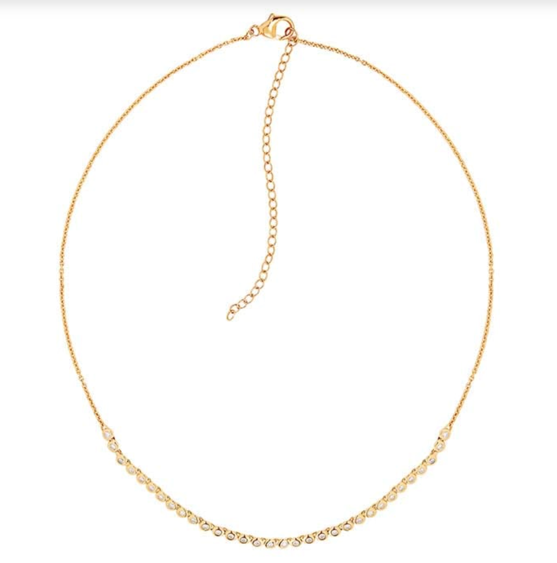 14k Yellow Gold Diamond-Set Link Necklace