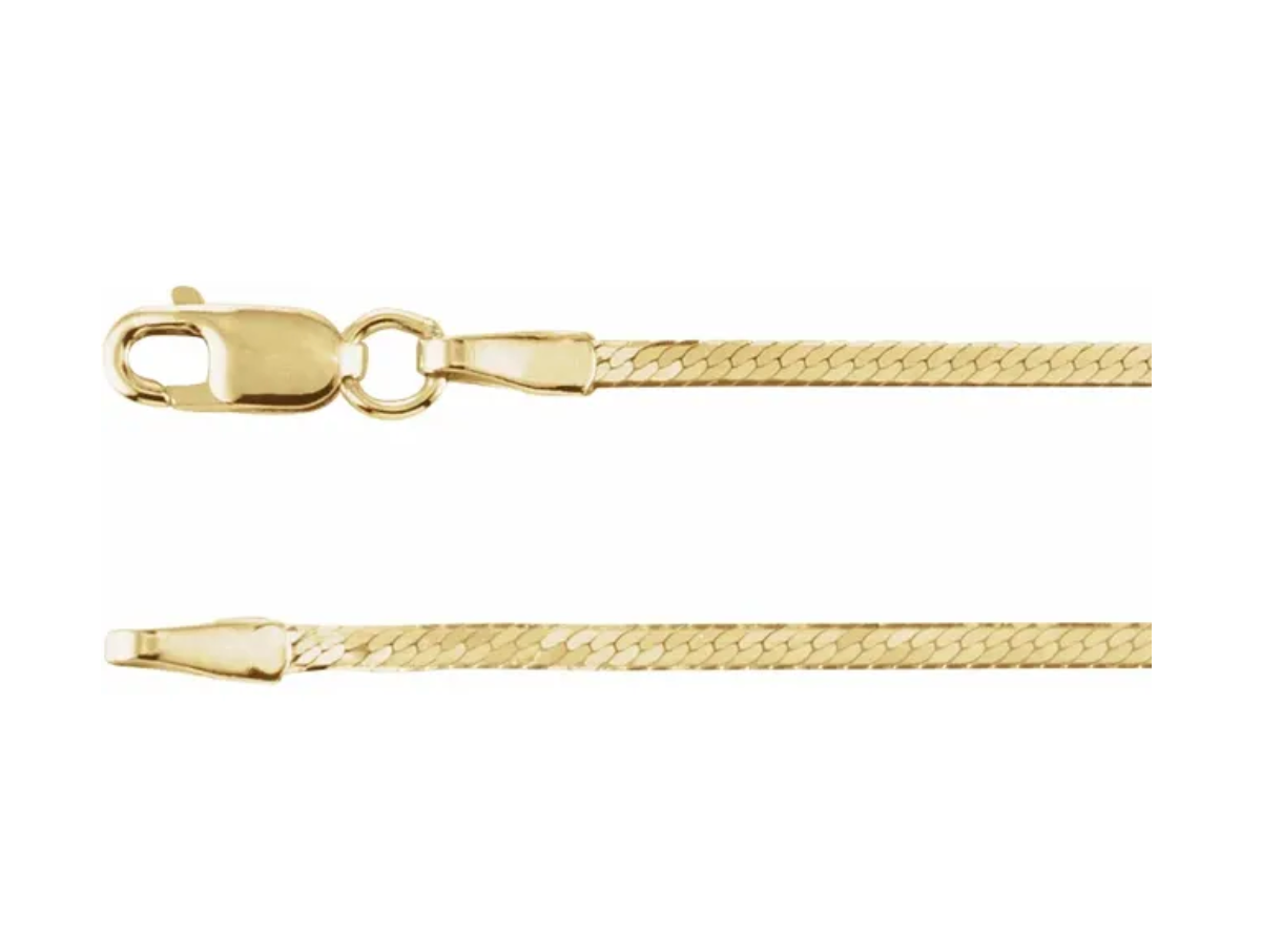 14K Yellow or White Gold in 1.6mm or 4.6 mm Flexible Herringbone Chain
