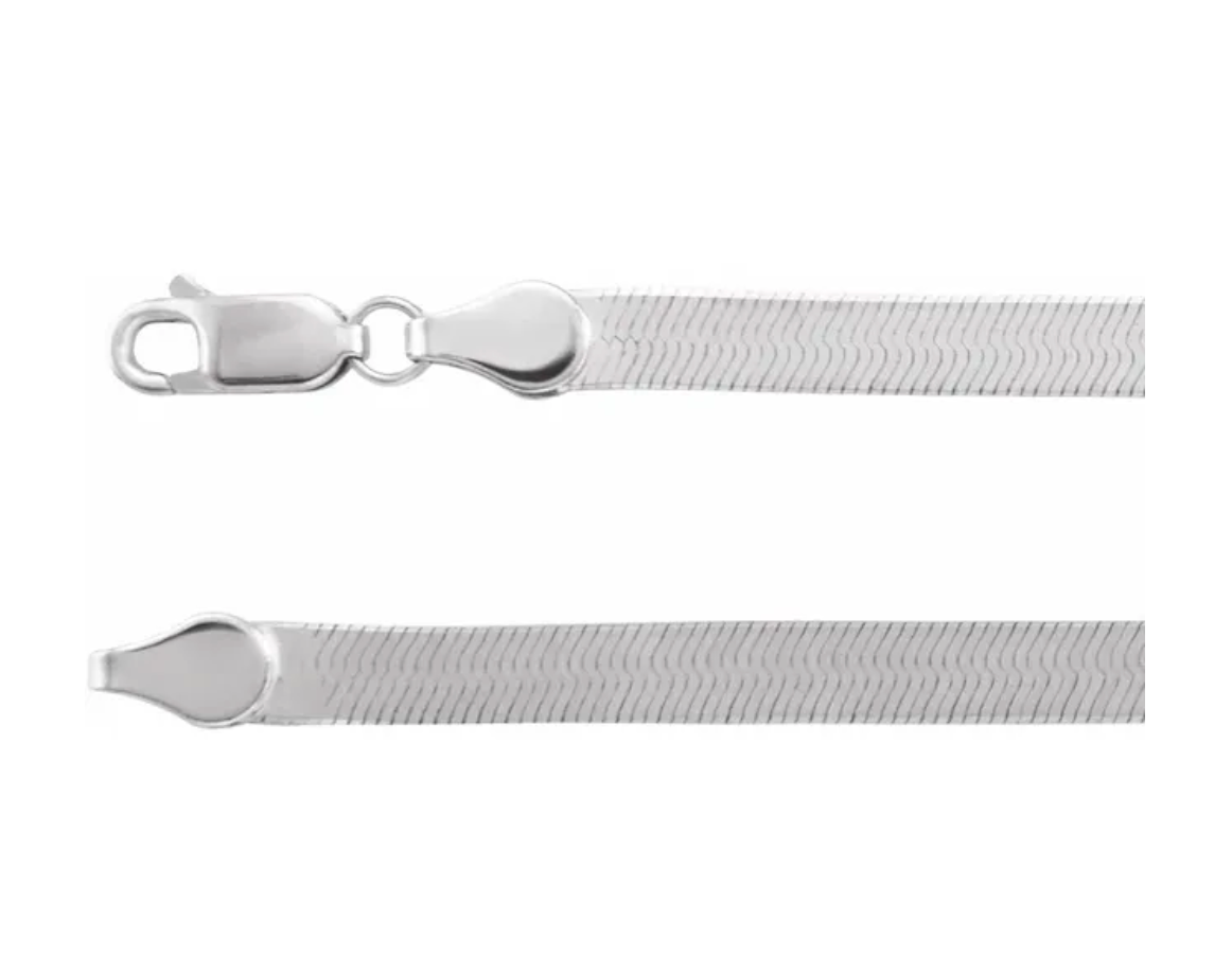 14K Yellow or White Gold in 1.6mm or 4.6 mm Flexible Herringbone Chain