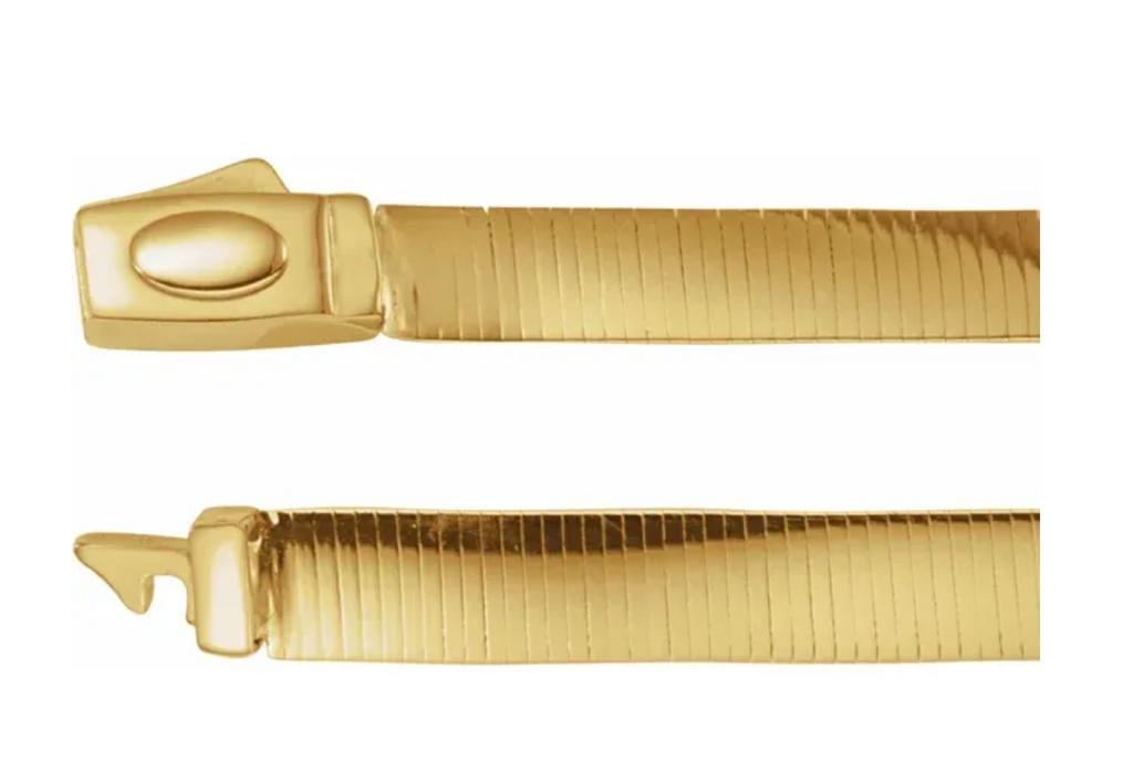 14K Yellow/White Gold 6 mm Reversible Omega 18" Chain
