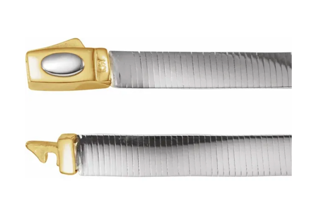 14K Yellow/White Gold 6 mm Reversible Omega 18" Chain