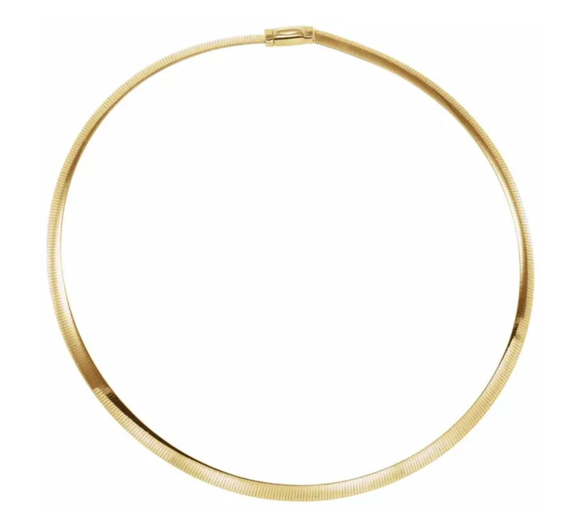 14K Yellow/White Gold 6 mm Reversible Omega 18" Chain