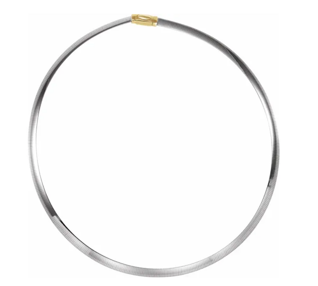 14K Yellow/White Gold 6 mm Reversible Omega 18" Chain
