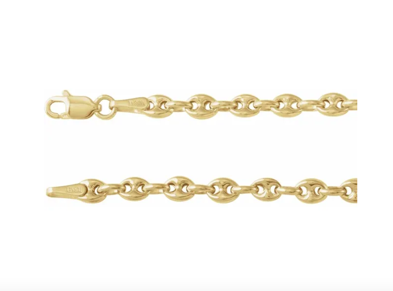 14k Yellow Gold 3.8mm Hollow Puffed Anchor Chain — 16"