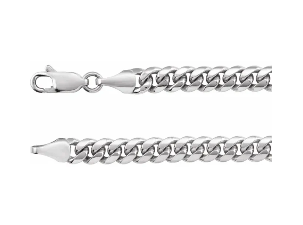 Sterling Silver 5mm Beveled Miami Cuban Chain — 20"