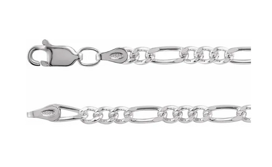 Sterling Silver 3.5mm Diamond-Cut Figaro Chain — 20"