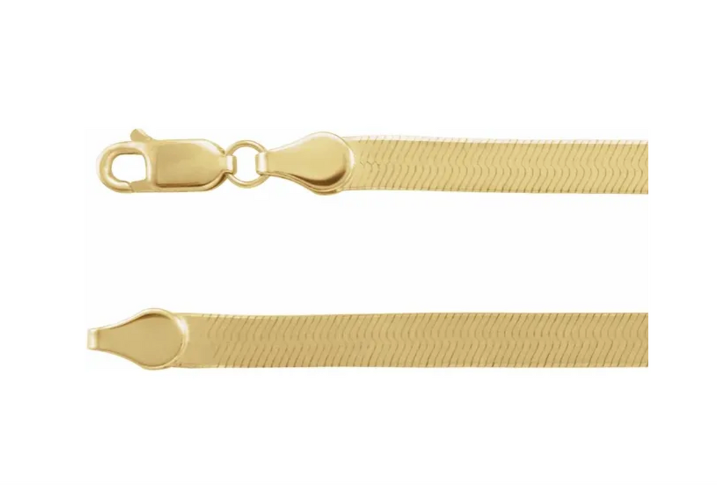 14K Yellow or White Gold in 1.6mm or 4.6 mm Flexible Herringbone Chain