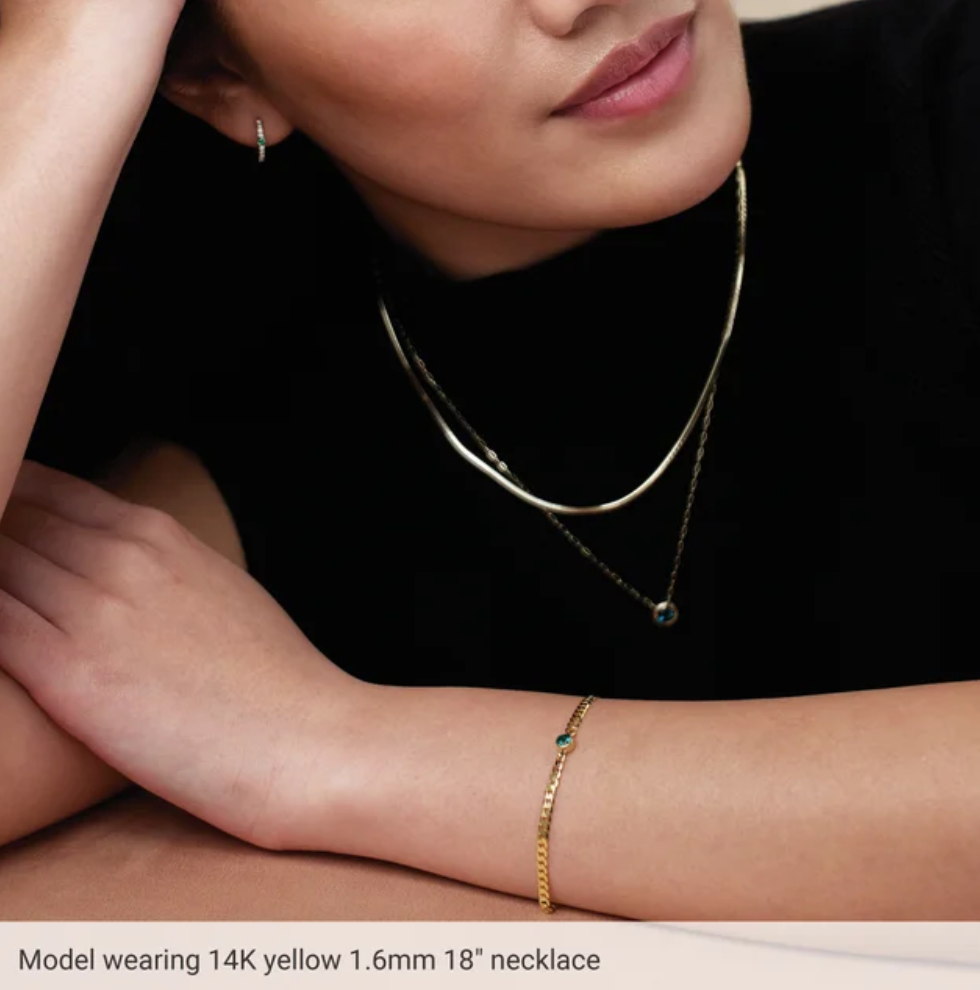14K Yellow or White Gold in 1.6mm or 4.6 mm Flexible Herringbone Chain