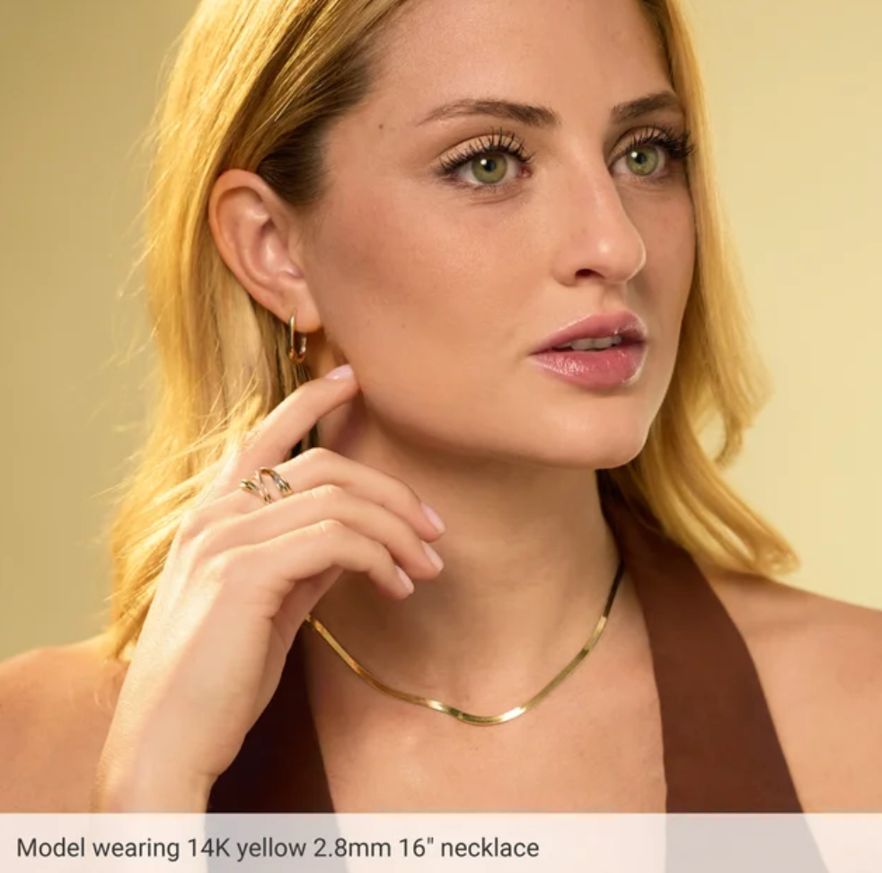 14K Yellow or White Gold in 1.6mm or 4.6 mm Flexible Herringbone Chain