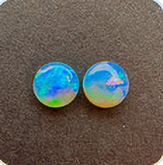 Lightning Ridge Crystal Opal — Flat Back Studs — Australian — One Pair Only