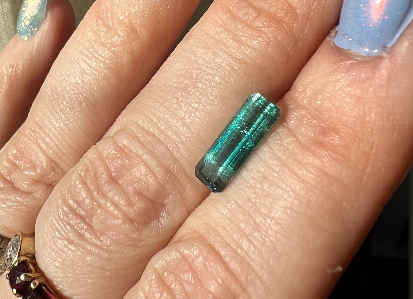 1.85ct Teal + Clear Stripe Afghan Tourmaline — Palimpsest Signet or Pendant — Made to Order