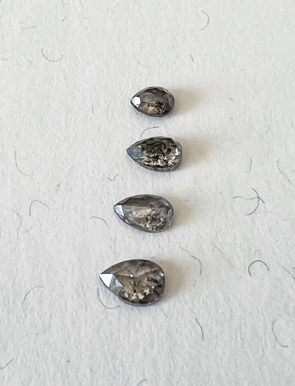 Salt & Pepper Rose Cut Pear Diamond Flat Back Stud — Single — Made to Order