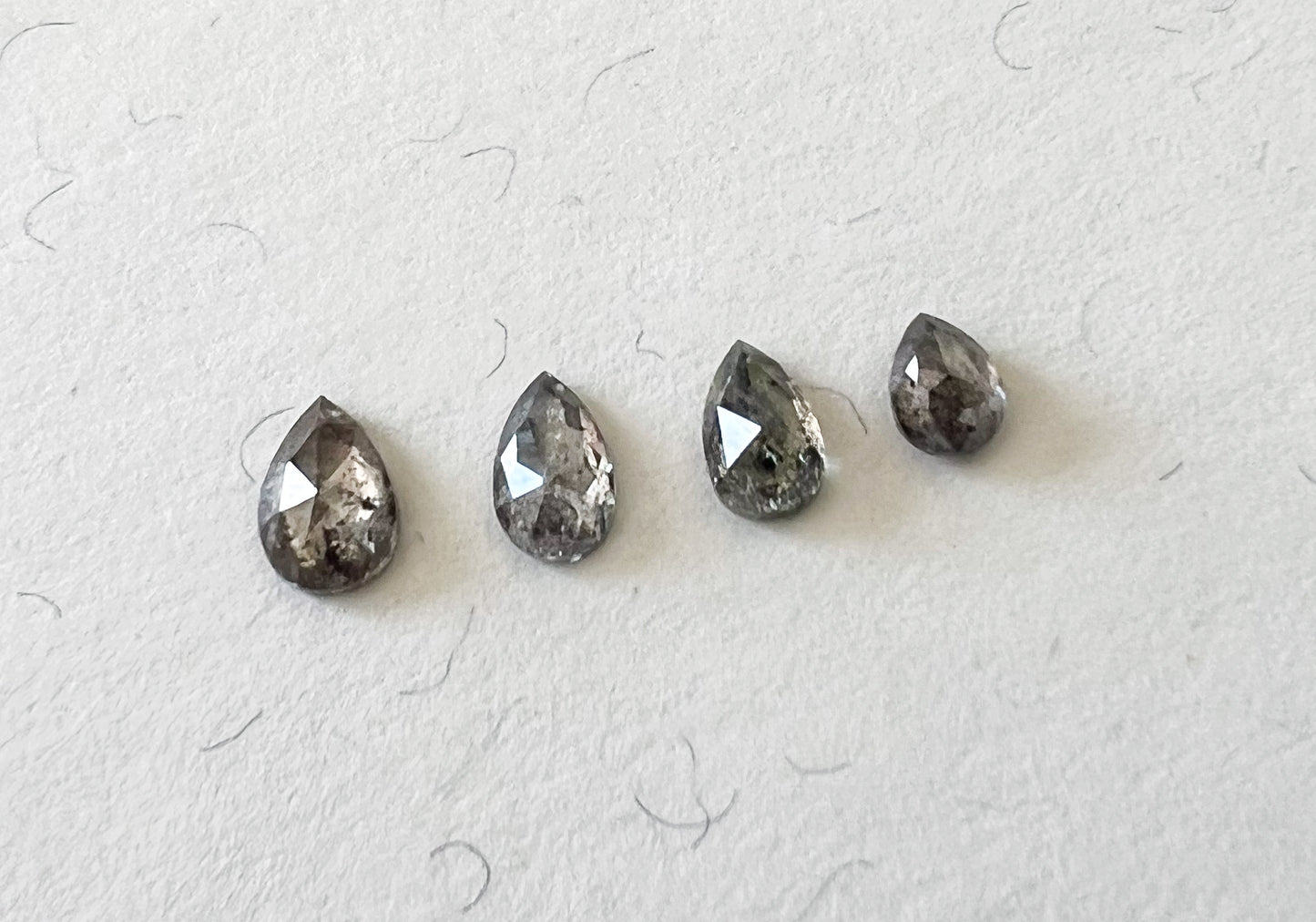 Salt & Pepper Rose Cut Pear Diamond Flat Back Stud — Single — Made to Order