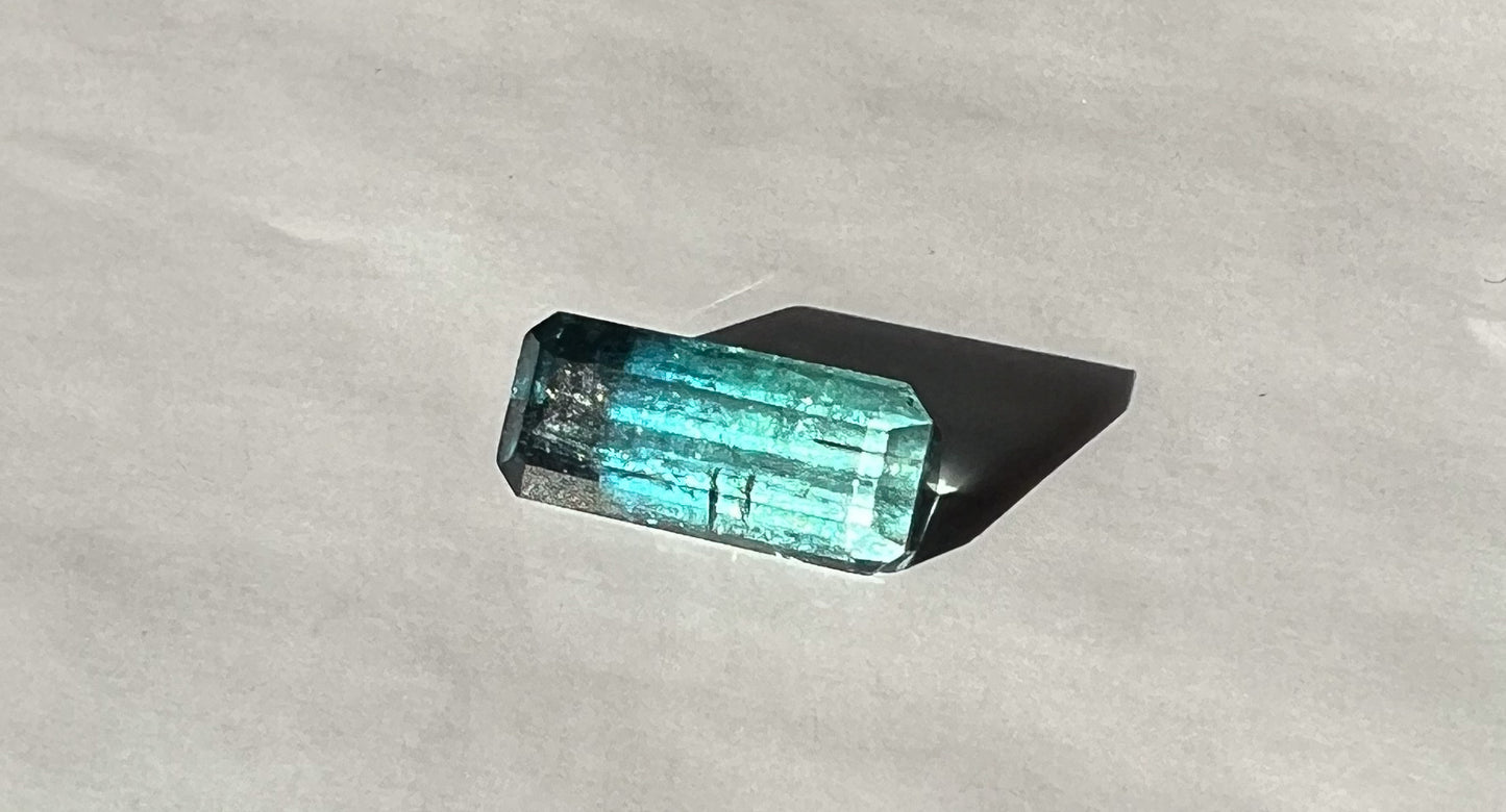 3ct Teal Bicolor Ombré Palimpsest Signet or Pendant — Afghan Tourmaline — Made to Order