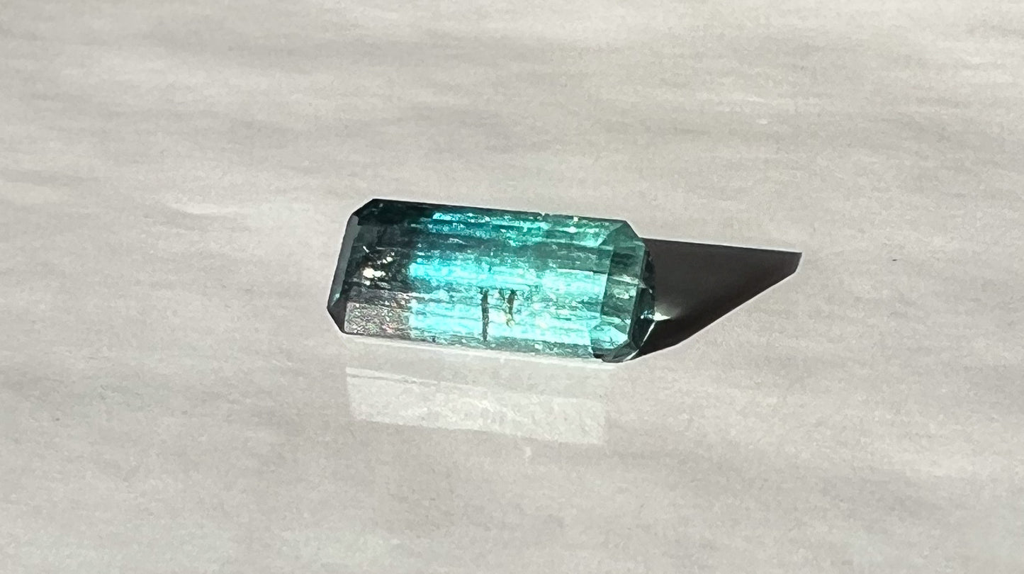 3ct Teal Bicolor Ombré Palimpsest Signet or Pendant — Afghan Tourmaline — Made to Order