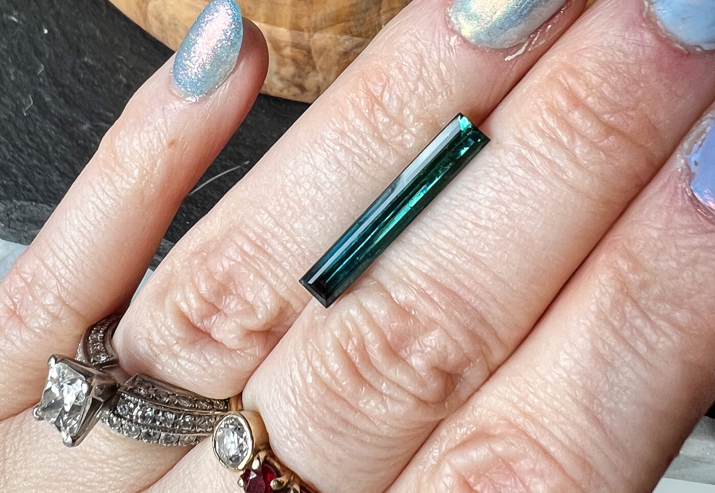 3.21ct Bicolor Teal-Blue VVS Afghan Tourmaline — Vertical Drop Pendant — Made to Order