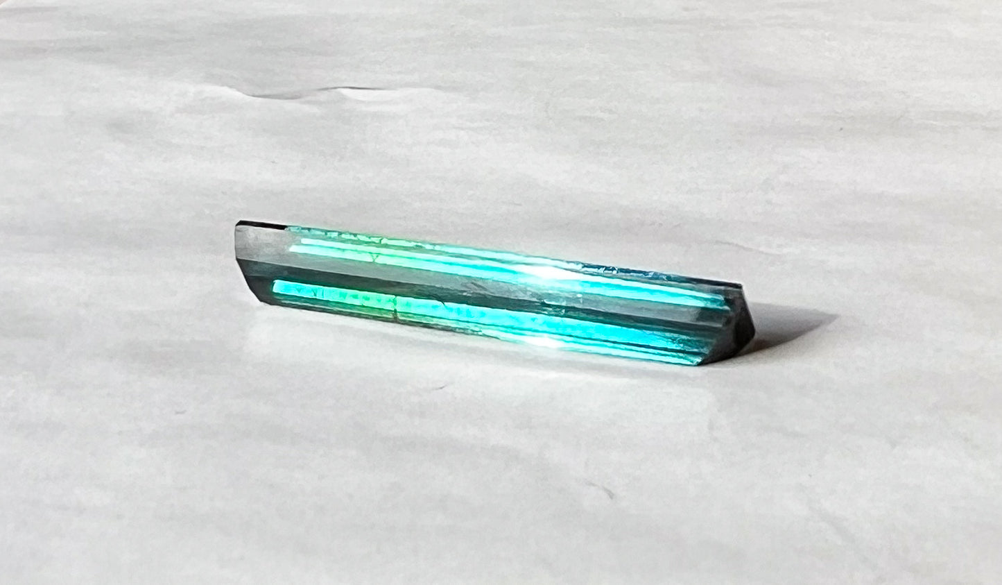 3.21ct Bicolor Teal-Blue VVS Afghan Tourmaline — Vertical Drop Pendant — Made to Order