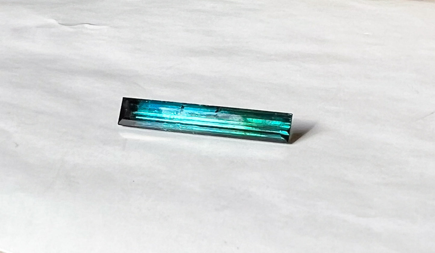3.21ct Bicolor Teal-Blue VVS Afghan Tourmaline — Vertical Drop Pendant — Made to Order