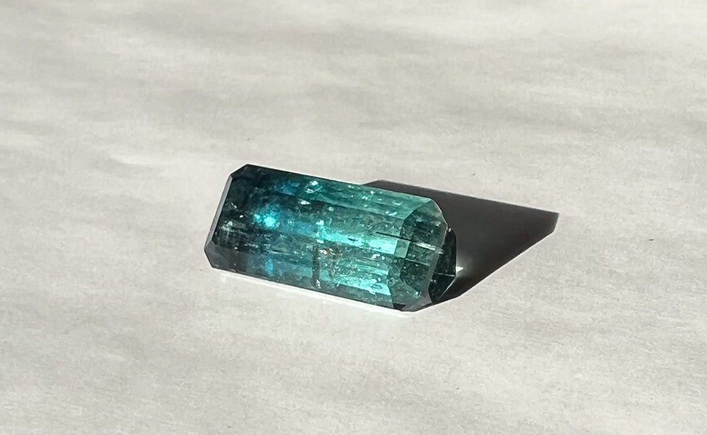 3ct Teal Bicolor Ombré Palimpsest Signet or Pendant — Afghan Tourmaline — Made to Order